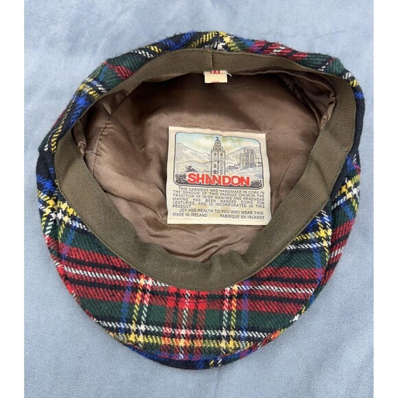 Shandon Hat Cap Fitted Mens Medium Red Green Tartan Plaid Ivy Made in Ireland - Picture 2 of 9